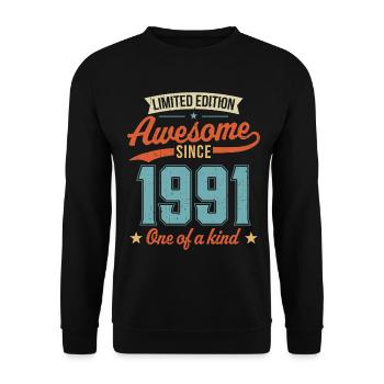Awesome Since 1991 - Unisex Sweatshirt - black - Front - Alina (178cm) & Michal (187cm)