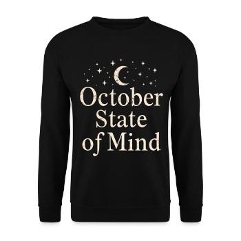 October State of Mind Mondphase  - Unisex Pullover - Schwarz - Vorne - Alina (178cm) & Michal (187cm)