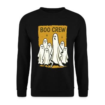 Boo Crew Halloween Lustiger Spruch Geister - Unisex Pullover - Schwarz - Vorne - Alina (178cm) & Michal (187cm)