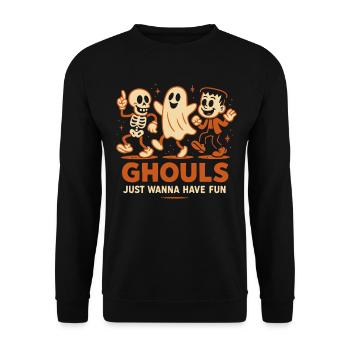 Ghule wollen einfach nur Spaß haben Halloween-Kostüm - Unisex Pullover - Schwarz - Vorne - Alina (178cm) & Michal (187cm)