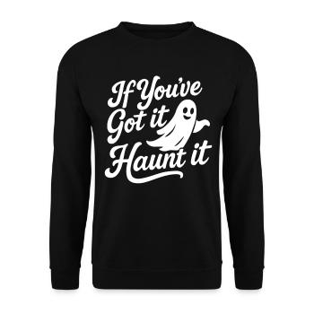 Gruselige Jahreszeit Lustiger Spruch Süßer Geist Halloween - Unisex Pullover - Schwarz - Vorne - Alina (178cm) & Michal (187cm)