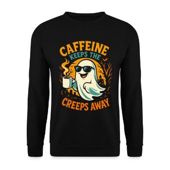 Caffeine Keeps The Creeps Away Ghost Halloween - Unisex Sweatshirt - black - Front - Alina (178cm) & Michal (187cm)