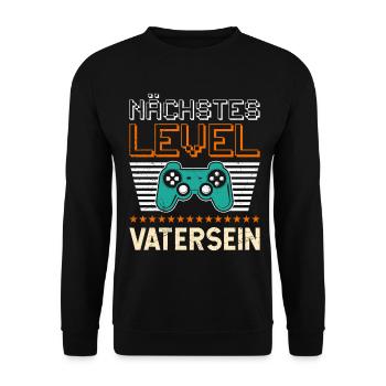 Gamer Dad NEXT LEVEL DAD Fun - Unisex Sweatshirt - black - Front - Alina (178cm) & Michal (187cm)
