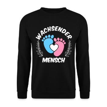 Werdende Mutter WACHSENDER MENSCH Lustig - Unisex Pullover - Schwarz - Vorne - Alina (178cm) & Michal (187cm)