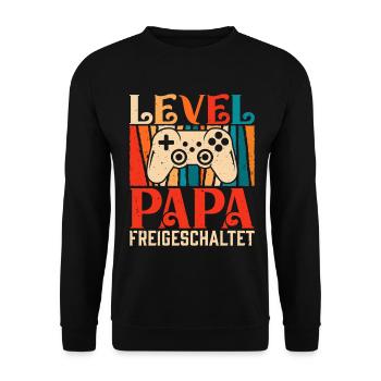 Gambler Dad LEVEL DAD UNLOCKED Retro Funny - Unisex Sweatshirt - black - Front - Alina (178cm) & Michal (187cm)
