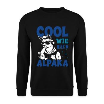 Éventail d’alpaga COOL COMME UN LAMA D’ALPAGA Drôle - Sweat-shirt Unisexe - noir - Devant - Alina (178cm) & Michal (187cm)