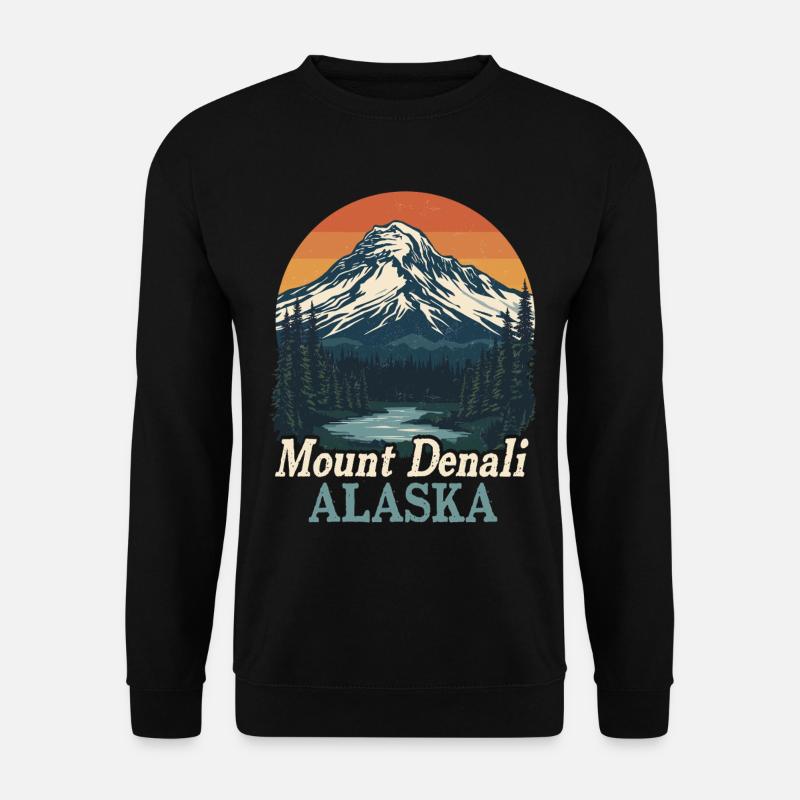 Mount Denali Alaska Retro Landscape - Unisex Sweatshirt - black