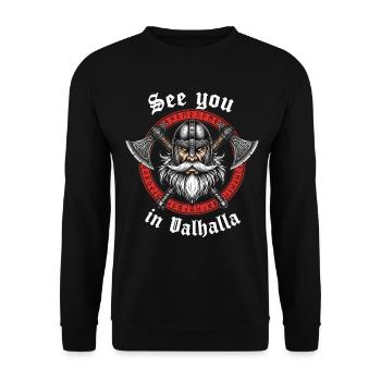 Valhalla Vikinger Krieger - Unisex Pullover - Schwarz - Vorne - Alina (178cm) & Michal (187cm)