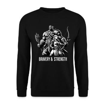 Bravery & Strength Gamer Hoodie Ork Gaming T-Shirt - Unisex Sweatshirt - black - Front - Alina (178cm) & Michal (187cm)