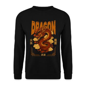 Asiatischer Drache - Japan - Unisex Pullover - Schwarz - Vorne - Alina (178cm) & Michal (187cm)