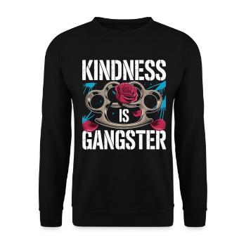 Kindness is Gangster – Rose & Knuckles - Unisex Sweatshirt - black - Front - Alina (178cm) & Michal (187cm)