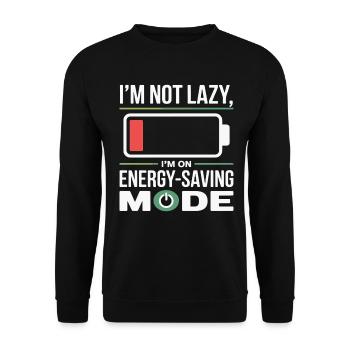 Ich bin nicht faul, Energiesparmodus - Unisex Pullover - Schwarz - Vorne - Alina (178cm) & Michal (187cm)