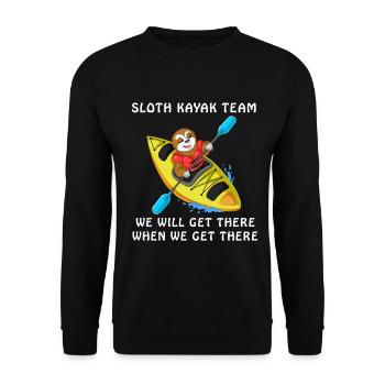 Sloth Kayak Team lustiges Kajak-Liebhaber-Geschenk - Unisex Pullover - Schwarz - Vorne - Alina (178cm) & Michal (187cm)