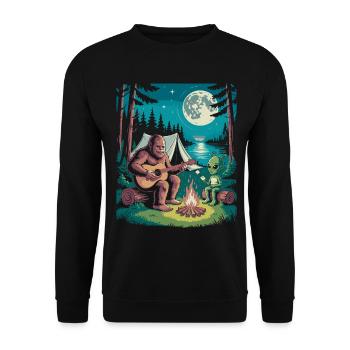 Bigfoot au feu de camp avec extraterrestre - Sweat-shirt Unisexe - noir - Devant - Alina (178cm) & Michal (187cm)