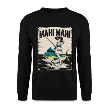 Mahi Mahi Beach Angler Rétro - Sweat-shirt Unisexe - noir - Devant - Alina (178cm) & Michal (187cm)