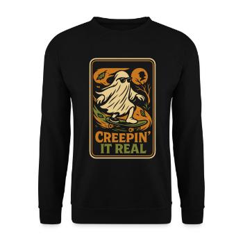 Creepin' It Real Halloween Skateboard Design - Unisex Sweatshirt - black - Front - Alina (178cm) & Michal (187cm)