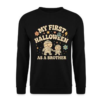 Mein erstes Halloween als Bruder Mumie Design - Unisex Pullover - Schwarz - Vorne - Alina (178cm) & Michal (187cm)