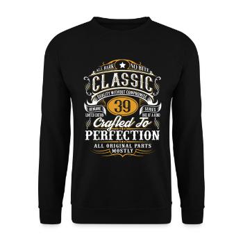 39. Geburtstag - Unisex Pullover - Schwarz - Vorne - Alina (178cm) & Michal (187cm)
