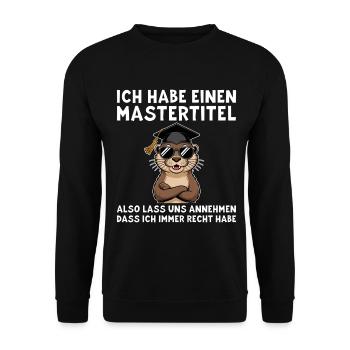 Mastertitel - Lustiger Otter Master Abschluss - Unisex Pullover - Schwarz - Vorne - Alina (178cm) & Michal (187cm)