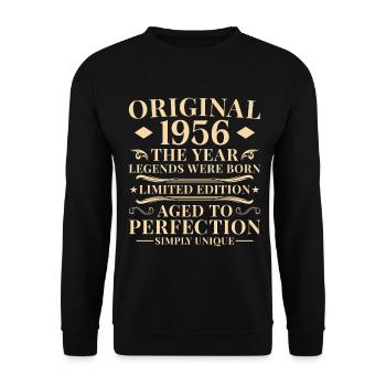 Original 1956 Jahrgang 70. Geburtstag - Unisex Pullover - Schwarz - Vorne - Alina (178cm) & Michal (187cm)