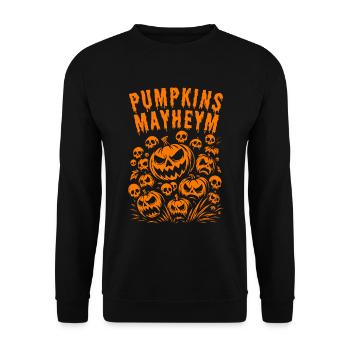 Kürbisse Chaos Halloween Silhouette - Unisex Pullover - Schwarz - Vorne - Alina (178cm) & Michal (187cm)