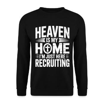 Himmel Ist Mein Zuhause Jesus Kreuz Christlich - Unisex Pullover - Schwarz - Vorne - Alina (178cm) & Michal (187cm)