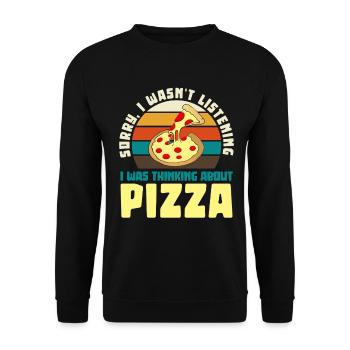 Pizza Dreamer Motif Rétro - Sweat-shirt Unisexe - noir - Devant - Alina (178cm) & Michal (187cm)