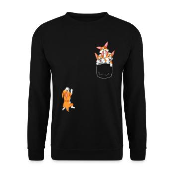 Chemise drôle de corgi style seau à poches - Sweat-shirt Unisexe - noir - Devant - Alina (178cm) & Michal (187cm)