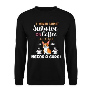 Femme a besoin de café et de chemise drôle de corgi - Sweat-shirt Unisexe - noir - Devant - Alina (178cm) & Michal (187cm)