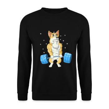Corgi Weightlifting - Unisex Sweatshirt - black - Front - Alina (178cm) & Michal (187cm)