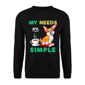 Mein Bedarf sind einfache Corgi-Bücher und Kaffee - Unisex Pullover - Schwarz - Vorne - Alina (178cm) & Michal (187cm)