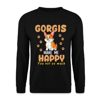 Le corgi me rend heureux - Sweat-shirt Unisexe - noir - Devant - Alina (178cm) & Michal (187cm)