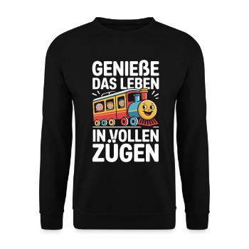 Railway Enjoy life to the fullest Railway - Unisex Sweatshirt - black - Front - Alina (178cm) & Michal (187cm)