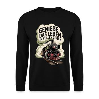 Railway Enjoy life to the fullest Railway - Unisex Sweatshirt - black - Front - Alina (178cm) & Michal (187cm)