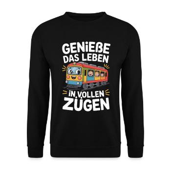 Railway Enjoy life to the fullest Railway - Unisex Sweatshirt - black - Front - Alina (178cm) & Michal (187cm)