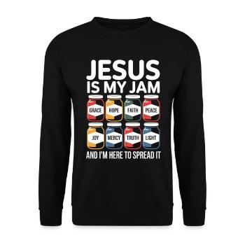 Jesus is my thing with grace, hope, faith, - Unisex Sweatshirt - black - Front - Alina (178cm) & Michal (187cm)