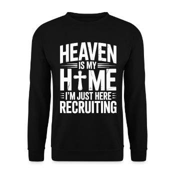 Himmel Ist Mein Zuhause Jesus Kreuz Christlich - Unisex Pullover - Schwarz - Vorne - Alina (178cm) & Michal (187cm)
