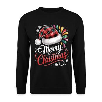 Festliches Christmas Shirt mit Schneeflocken - Unisex Pullover - Schwarz - Vorne - Alina (178cm) & Michal (187cm)