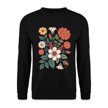 Botanical Flower Diversity Garden Meadow Nature - Unisex Sweatshirt - black - Front - Alina (178cm) & Michal (187cm)