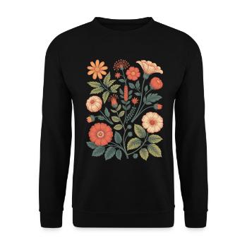 Botanical Flower Diversity Garden Meadow Nature - Unisex Sweatshirt - black - Front - Alina (178cm) & Michal (187cm)