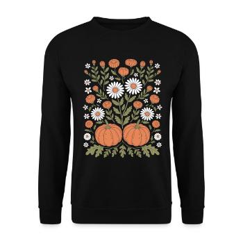 Autumnal Flowers And Pumpkins Illustration - Unisex Sweatshirt - black - Front - Alina (178cm) & Michal (187cm)