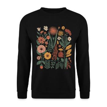 Botanical Flower Diversity Garden Meadow Nature - Unisex Sweatshirt - black - Front - Alina (178cm) & Michal (187cm)