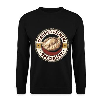 Certified Pelmeni Specialist Pelmenis - Unisex Sweatshirt - black - Front - Alina (178cm) & Michal (187cm)