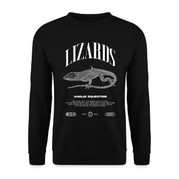 Cuban Knight Anole Reptile Keeper Lizard - Unisex Sweatshirt - black - Front - Alina (178cm) & Michal (187cm)
