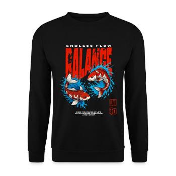 Balance - Koi Fish - Endless Flow - Unisex Sweatshirt - black - Front - Alina (178cm) & Michal (187cm)