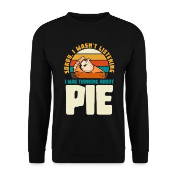 Pie Thinker Meme: I Think of Cake - Unisex Sweatshirt - black - Front - Alina (178cm) & Michal (187cm)
