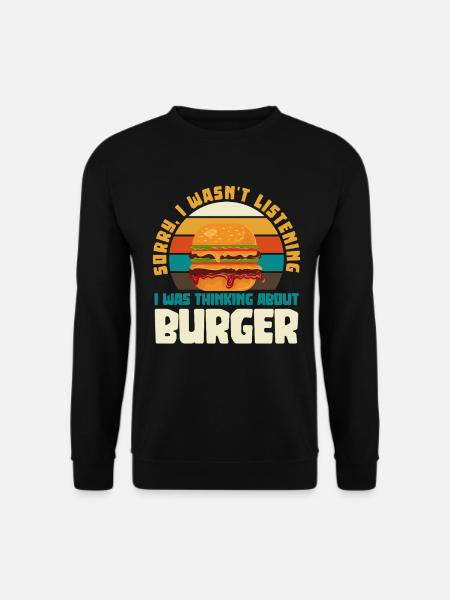 Burger Thoughts Retro Humor - Unisex Sweatshirt - black