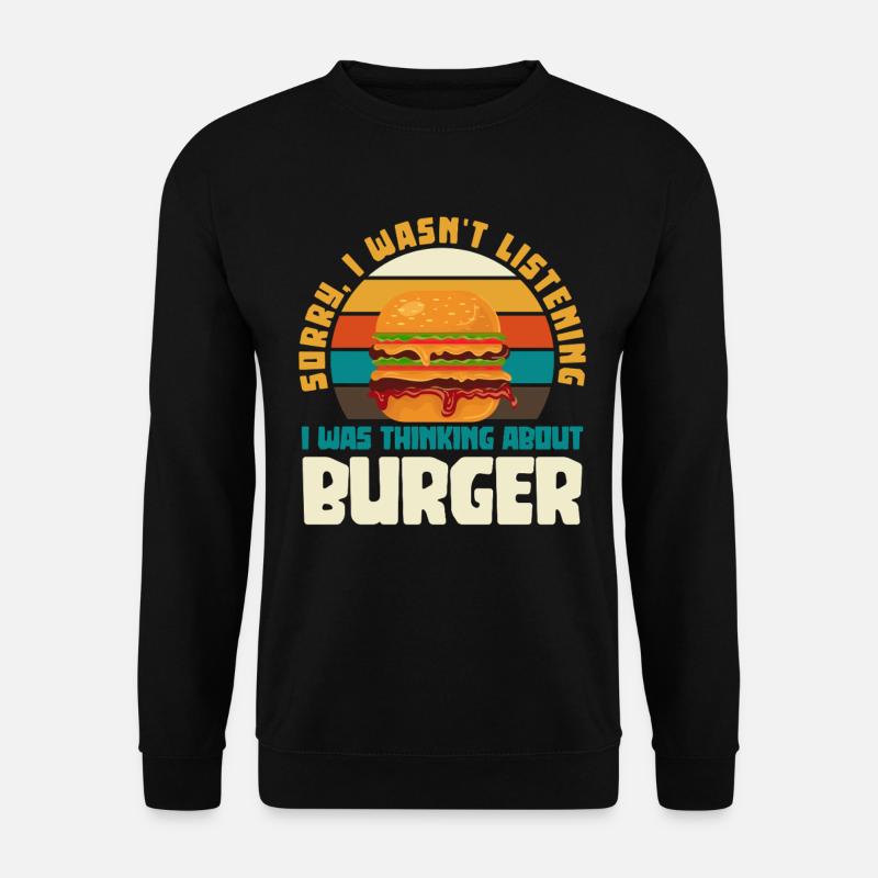 Burger Gedanken Retro Humor - Unisex Pullover - Schwarz