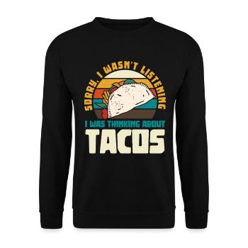 Später Taco Gedankengang Retro Design - Unisex Pullover - Schwarz - Vorne - Alina (178cm) & Michal (187cm)