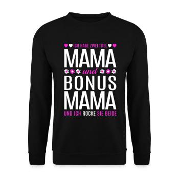 Mama Bonus Mama Stiefmutter Muttertag Geschenk - Unisex Pullover - Schwarz - Vorne - Alina (178cm) & Michal (187cm)